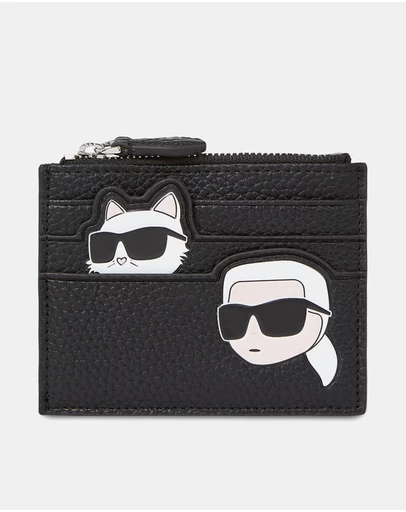 Karl Lagerfeld - Ikon Pebble Karl Choupette Zip Card Holder