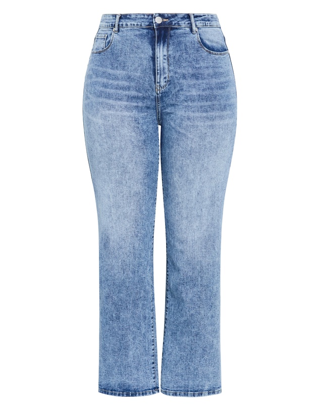 City Chic - Plus size Harley Fit Ivy Straight Leg Regular Jean - mid wash