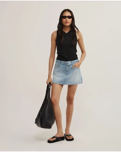 Witchery - Fold Waist Denim Mini Skirt