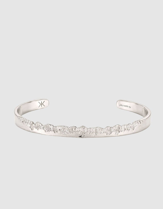 Kuzzoi - ICONIC EXCLUSIVE - Ridged Edge Cuff Bangle in 925 Silver