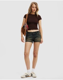 Cotton On - Micro Low Denim Shorts