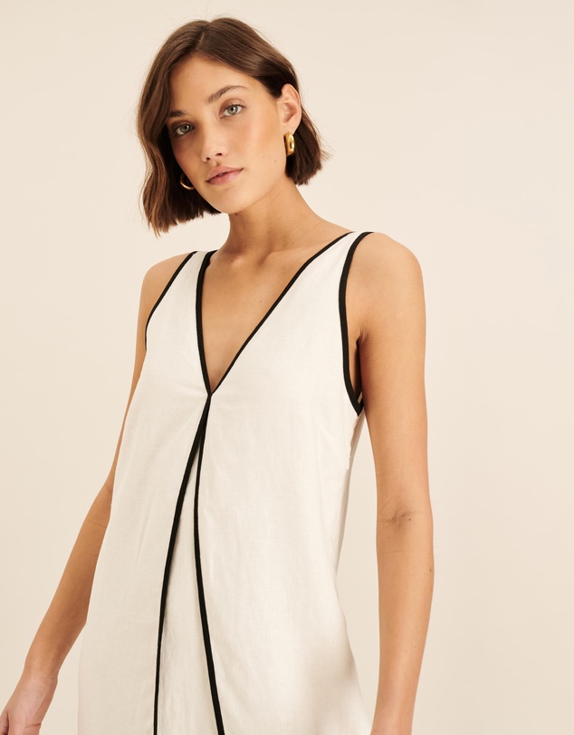 AERE - Zena Linen Contrast Midi Dress