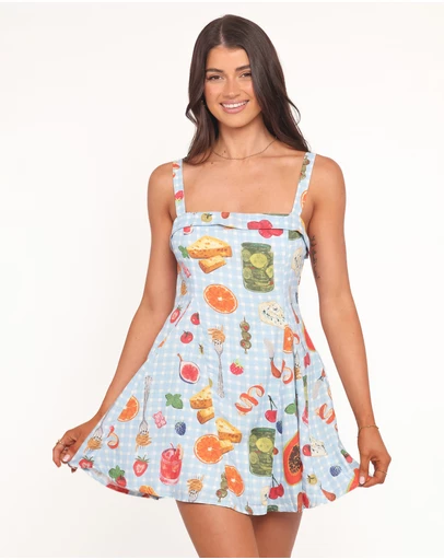 Petal & Pup - Caitlin Mini Dress - Blue Picnic