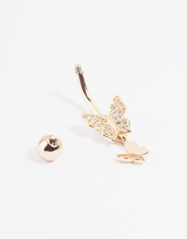Lovisa - Gold Plated Titanium Double Butterfly Belly Ring