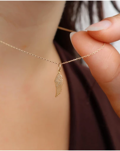 Luna Rae - Solid Gold - Angel Wing Necklace