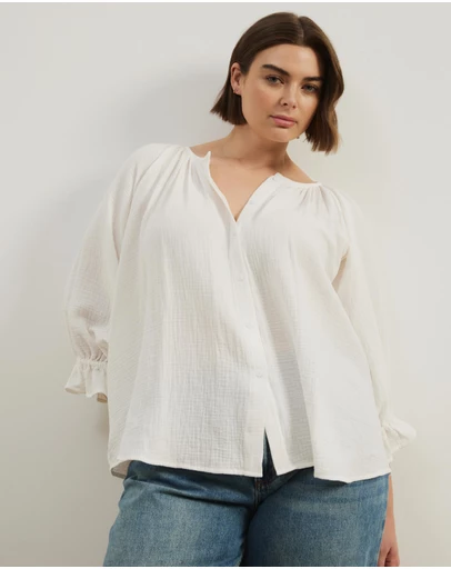 Atmos&Here Curvy - Rosalind Cotton Blouse