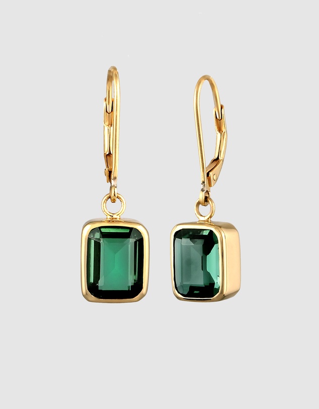 Elli Jewelry - Green Quartz Drop Earrings in Gold-Plated 925 Silver