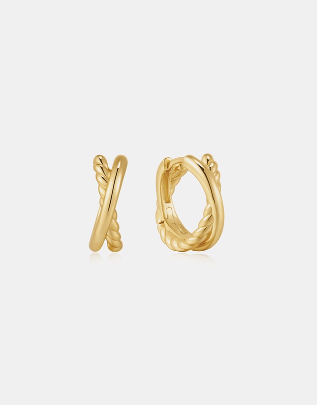 Ania Haie - Ania Haie Gold Entwined Dual Huggie Hoop Earrings
