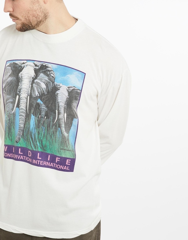 Vintage by The Real Deal - Pre Loved - Vintage Elephant Wildlife Long Sleeve Tee