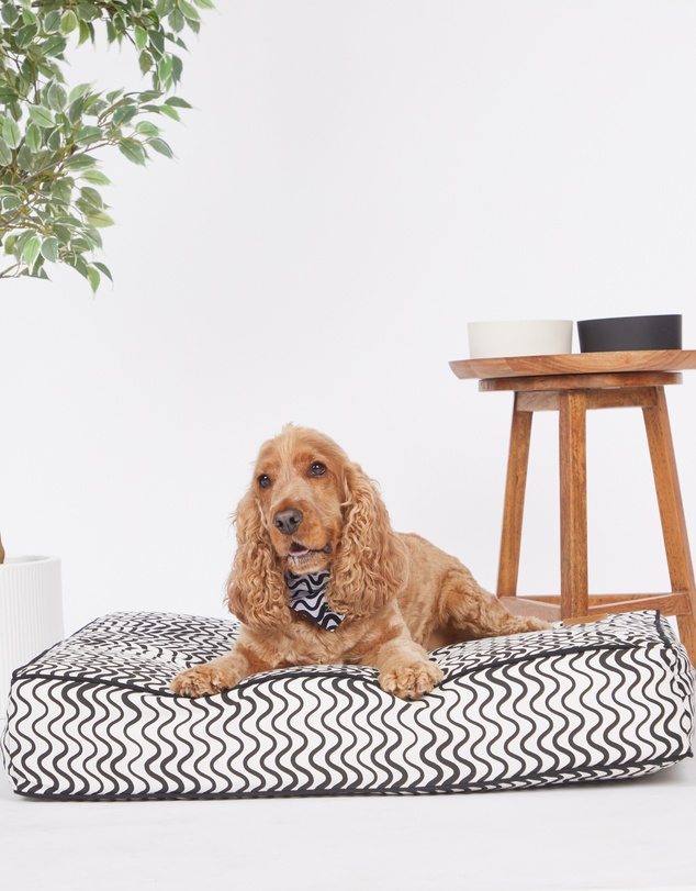 Mog & Bone - Classic Cushion Dog Bed - Black Wave