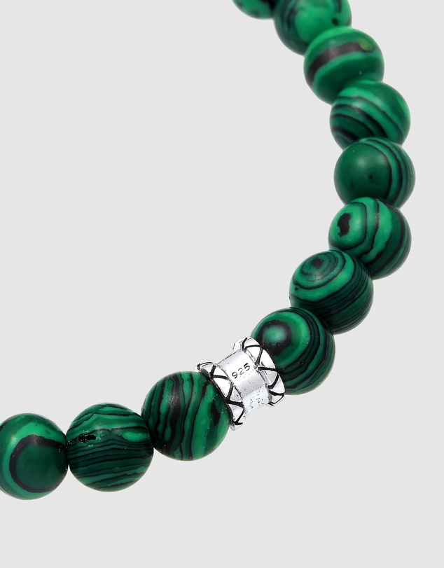 Kuzzoi - ICONIC EXCLUSIVE - Malachite Bead Bracelet with Sterling Silver Elements