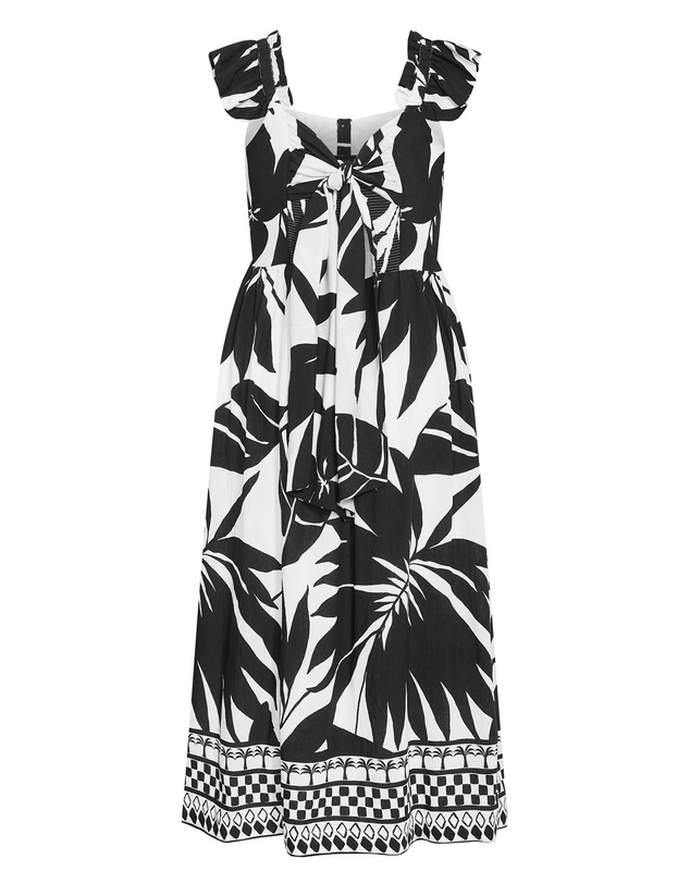 City Chic - Plus size Mirage Oasis Print Tie Back Maxi Dress - ivory
