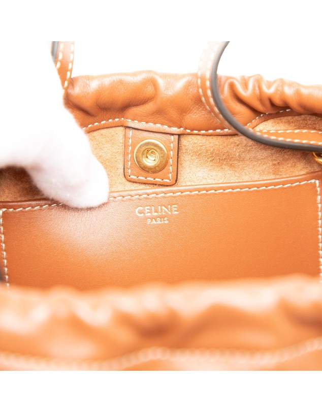 Pre-Loved by Azura Reborn - Pre-Loved Small Calfskin Cuir Triomphe Cabas Drawstring Satchel
