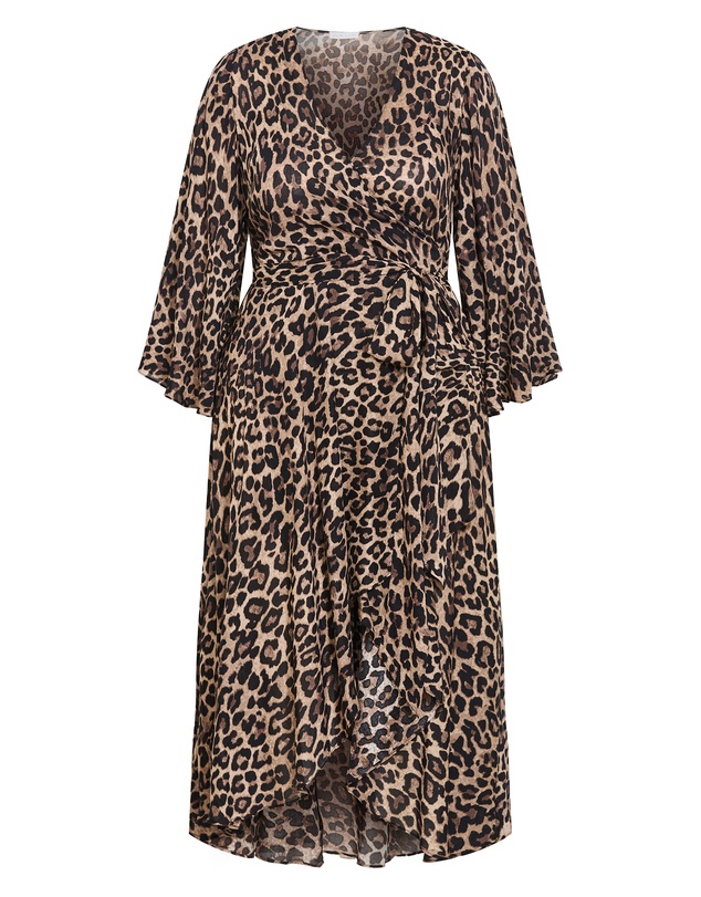 City Chic - Eva Leopard Print Wrap Maxi Dress