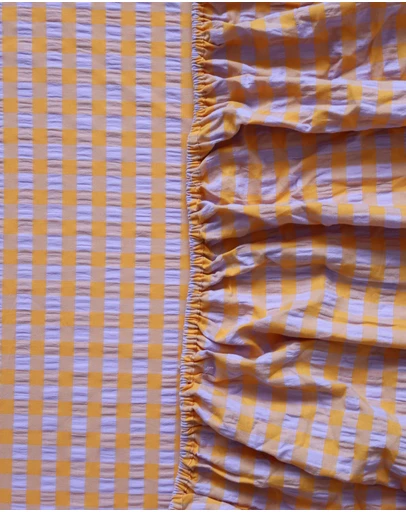 Mosey Me - Kumquat Bloom Seersucker Fitted Sheet