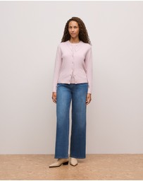 Trenery - Wool Cashmere Classic Cardigan in Pink Rose