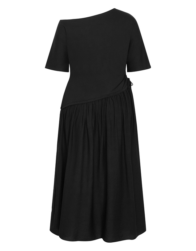 City Chic - Plus size Off Shoulder Mixed Media Maxi Dress - black