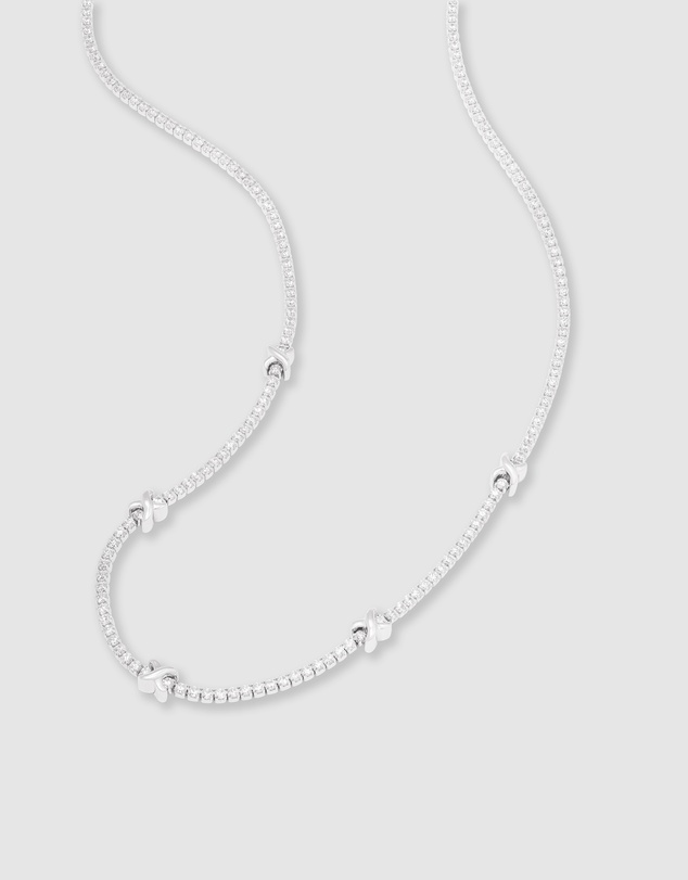 Wanderlust + Co - Pave 925 Sterling Silver Petite Tennis Necklace