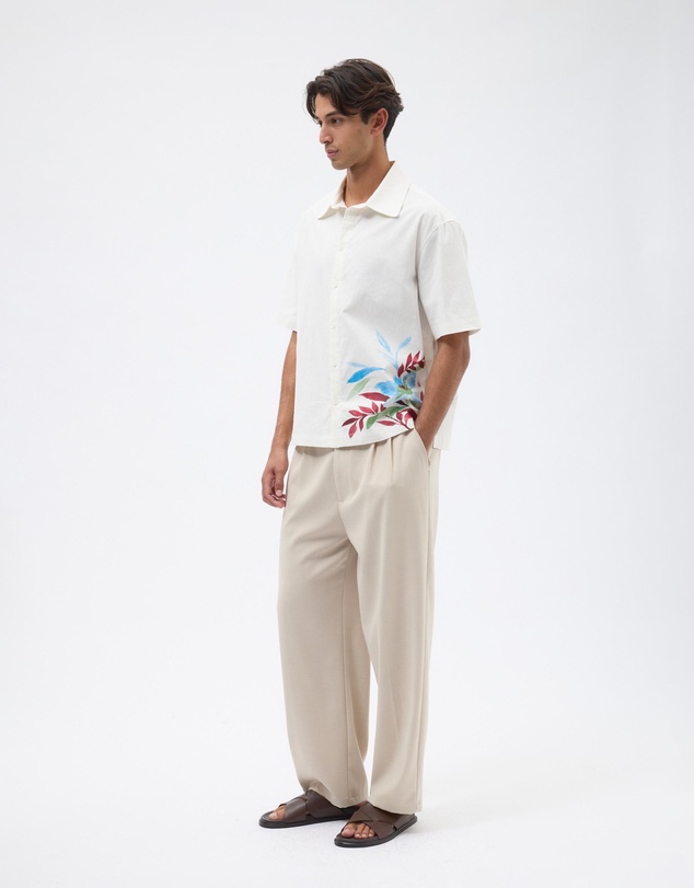 AERE - Printed Linen Blend Shirt
