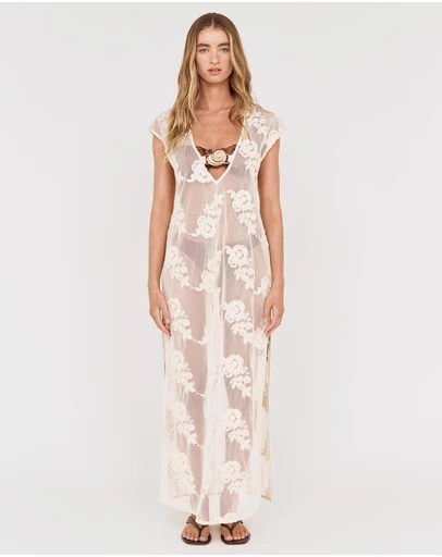 MINKPINK - Zephyra Embroidered Net Maxi Dress