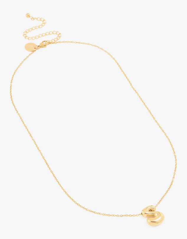 Lovisa - Waterproof Gold Plated Stainless Steel Large Bubble Letter S Necklace