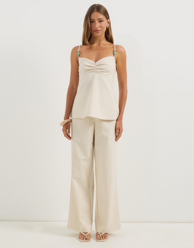 Atmos&Here - Ayla Linen Blend Cami Top With Bead Detail