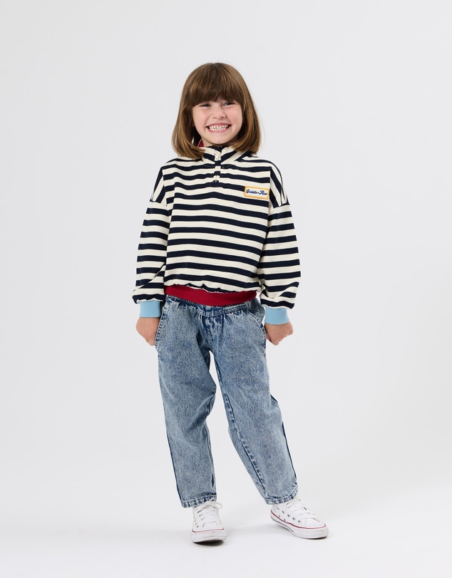 Goldie + Ace - Stripe Logo Quarter Zip Sweater - ICONIC EXCLUSIVE - Babies-Kids