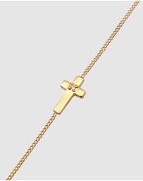 Elli Jewelry - Necklace Cross Crystal Pendant 925 Sterling Silver Gold-Plated
