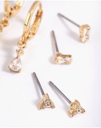 Lovisa - Gold Plated Brass Pear Cubic Zirconia Huggie Hoop Earrings