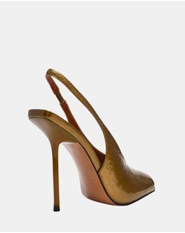 Steve Madden - Lucian Olive Crinkle Patent Heels