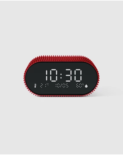 Lexon - Lexon Ray Clock Lcd Alarm Clock With Temperature / Humidity Display - Red
