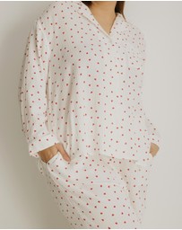 Atmos&Here Curvy - Violet Heart Long Pyjama Set