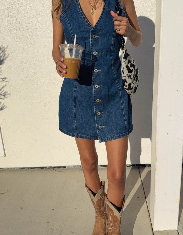 Beginning Boutique - Isla Dark Wash Denim Mini Dress