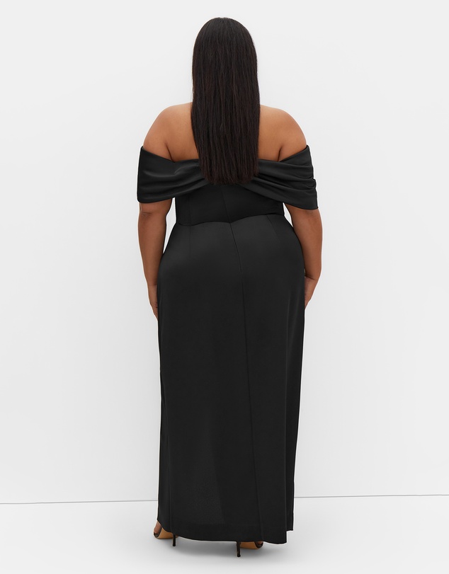 City Chic - Plus size Paloma Off Shoulder Maxi Dress - black