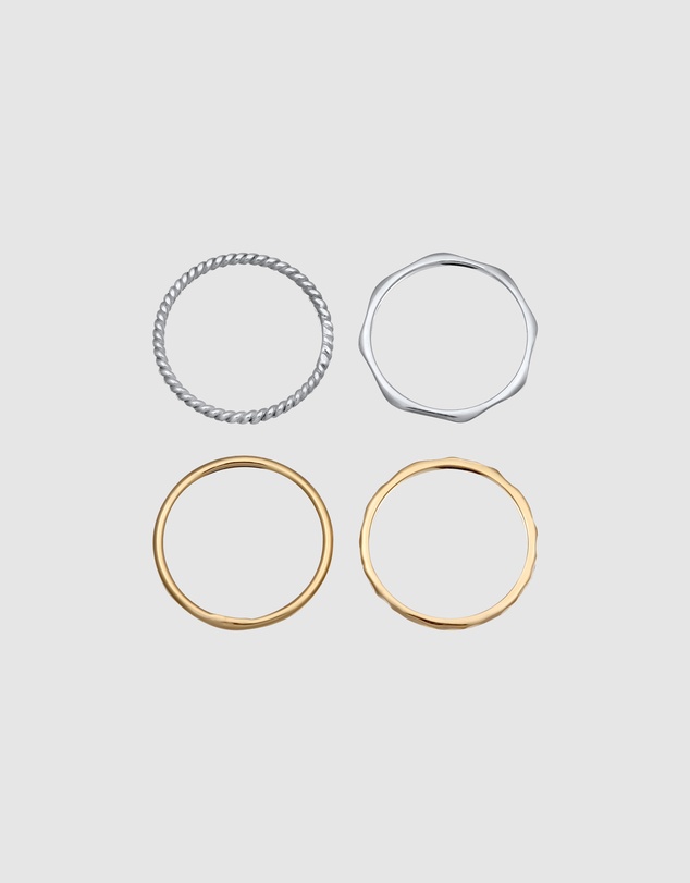 Elli Jewelry - Ring Set Elegant Bicolor 925 Sterling Silver
