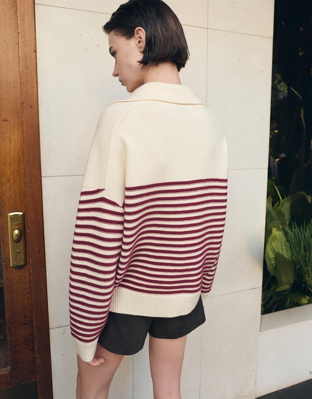 M.N.G - Striped Polo-Neck Sweater