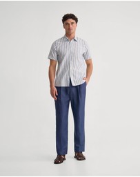 Oxford - Leyton Short Sleeve Stripe Linen Shirt