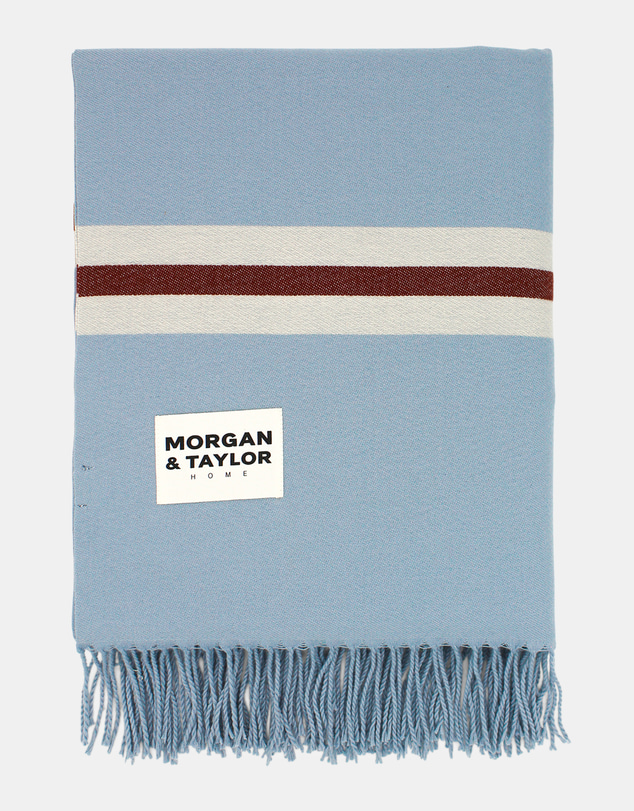 Morgan & Taylor - Oakley Throw Blanket in Blue with Brown Stripe