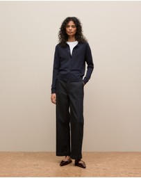 Trenery - Merino Classic Crew Cardigan in Night Sky