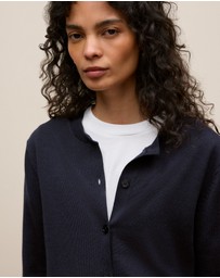 Trenery - Merino Classic Crew Cardigan in Night Sky