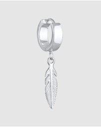 Kuzzoi - ICONIC EXCLUSIVE - Earrings Men Creole Feather Single Piece in 925 Sterling Silver