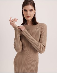 SABA - Metallic Ribbed Knit Dress