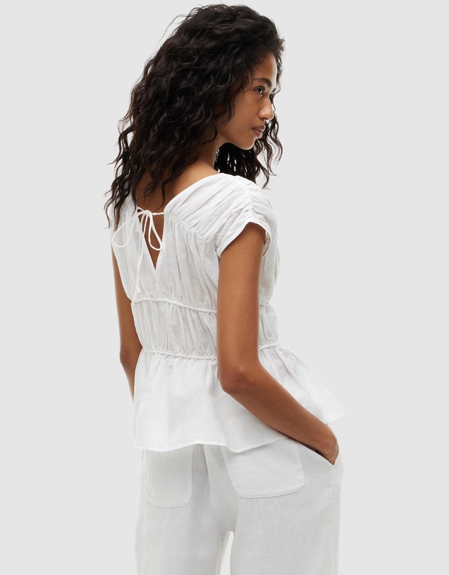 Tommy Hilfiger - Regular Fit Sleeveless Smock Blouse With Linen