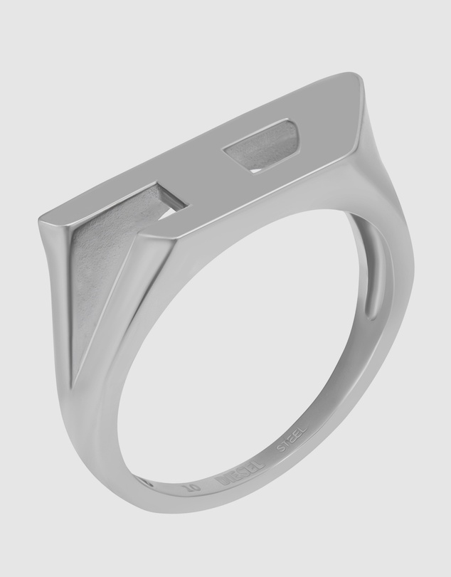 Diesel - D Logo Silver tone Signet Ring