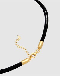 Elli Jewelry - Necklace Heart Love With Velour Black in 925 Sterling Silver Gold Plated