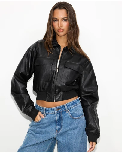 Dazie - Lustre Cropped Bomber Jacket