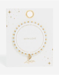 Lovisa - Waterproof Gold Plated Stainless Steel Clear Quartz Semi Precious Stone Heart Link Stretch Bracelet