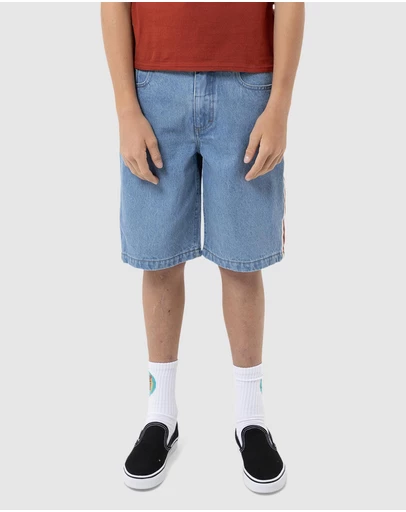 Santa Cruz - Fisheye Strip Jean Shorts - Teens
