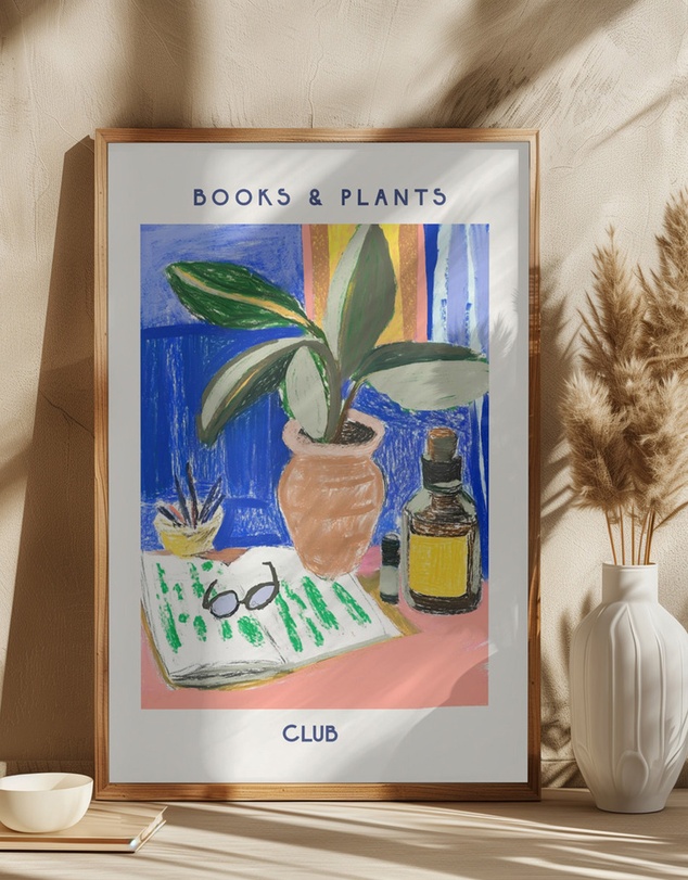 Olive et Oriel - Books And Plants by Treechild Art Print