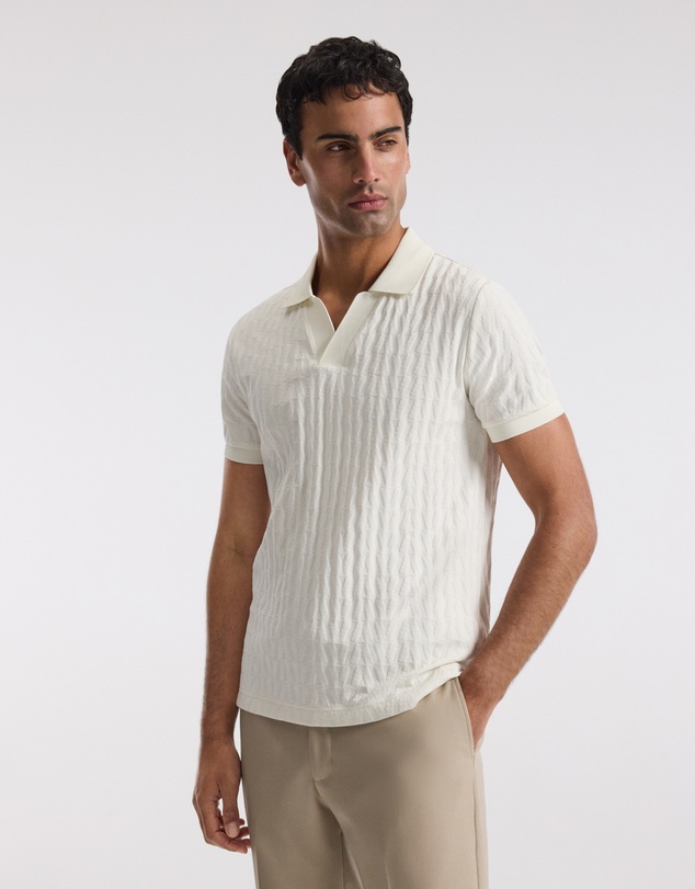 Calibre - Chevron Jacquard Polo Cream
